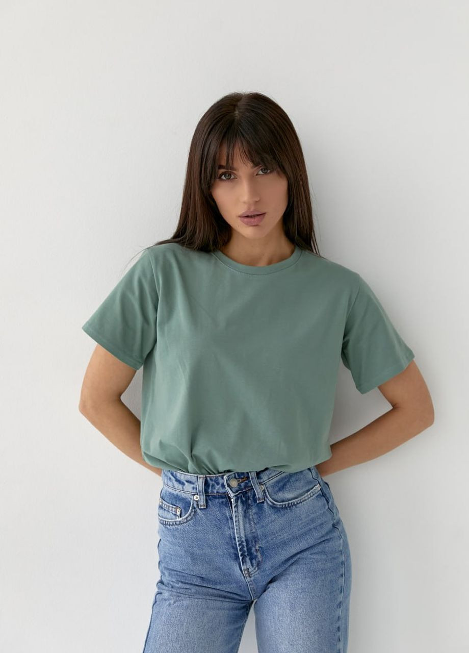 Мятная женская базовая футболка цвет мята р.xl 438013 New Trend