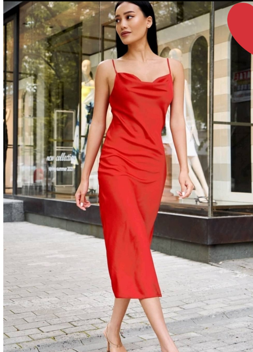 Червона вечірня сукня - комбінація шовкова міді вечірня довга з відкритими плечима itelle однотонна
