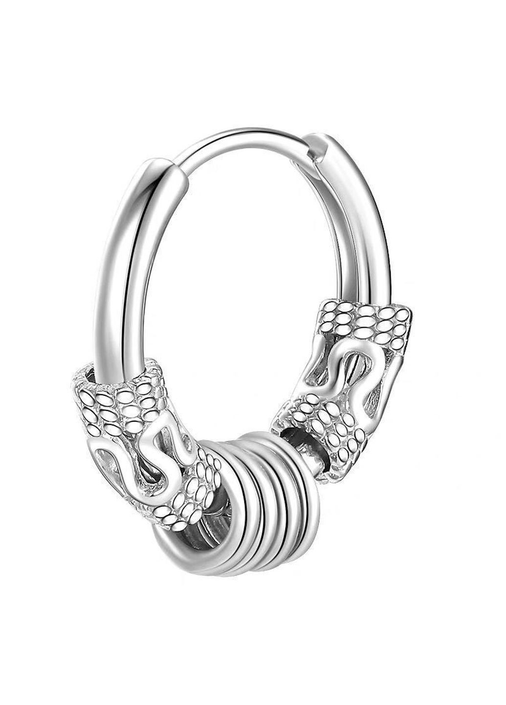 Моно серьга кольцо мужская нержавеющая сталь (1 шт) массивная MK1231-1 серебро DeKolie (260492369)