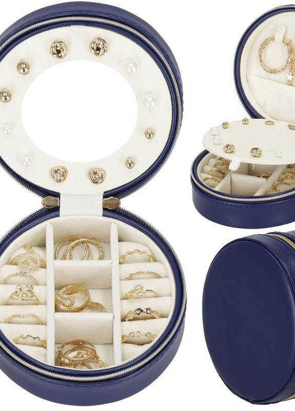 Шкатулка сундук органайзер коробка футляр для хранения украшений бижутерии эко кожа 5х11х11 см (474620-Prob) Синяя Unbranded (259131583)