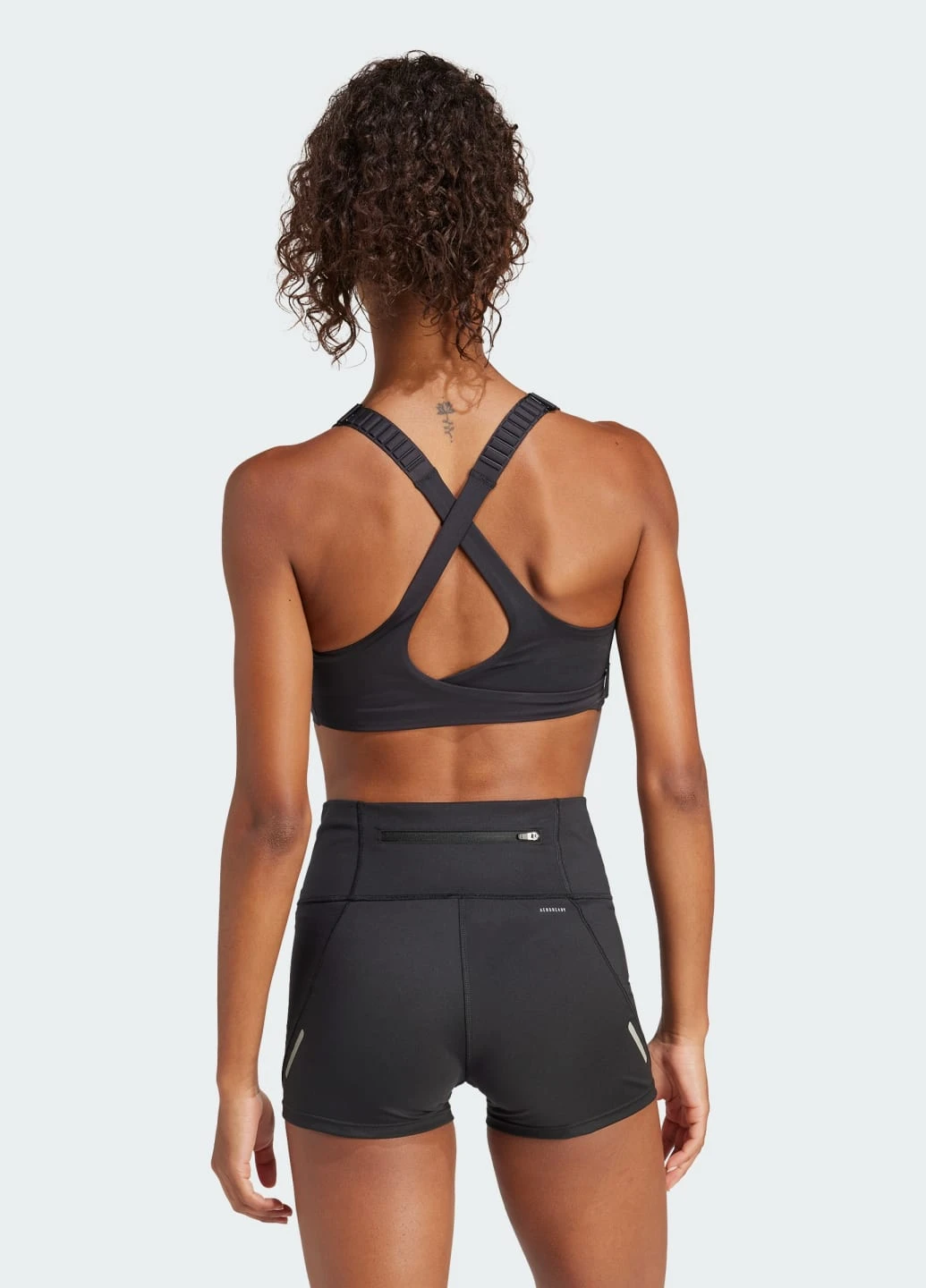 Чёрный спортивный бра fastimpact luxe run high-support adidas интерлок