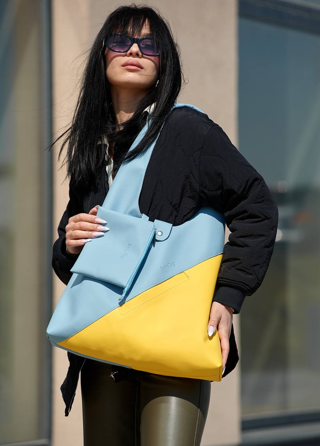 Женская сумка HOBO M желто-голубая Sambag (259040449)