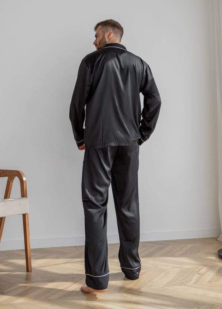 Чоловіча піжама шовк Армані колір чорний р.L 443851 New Trend (266423909)