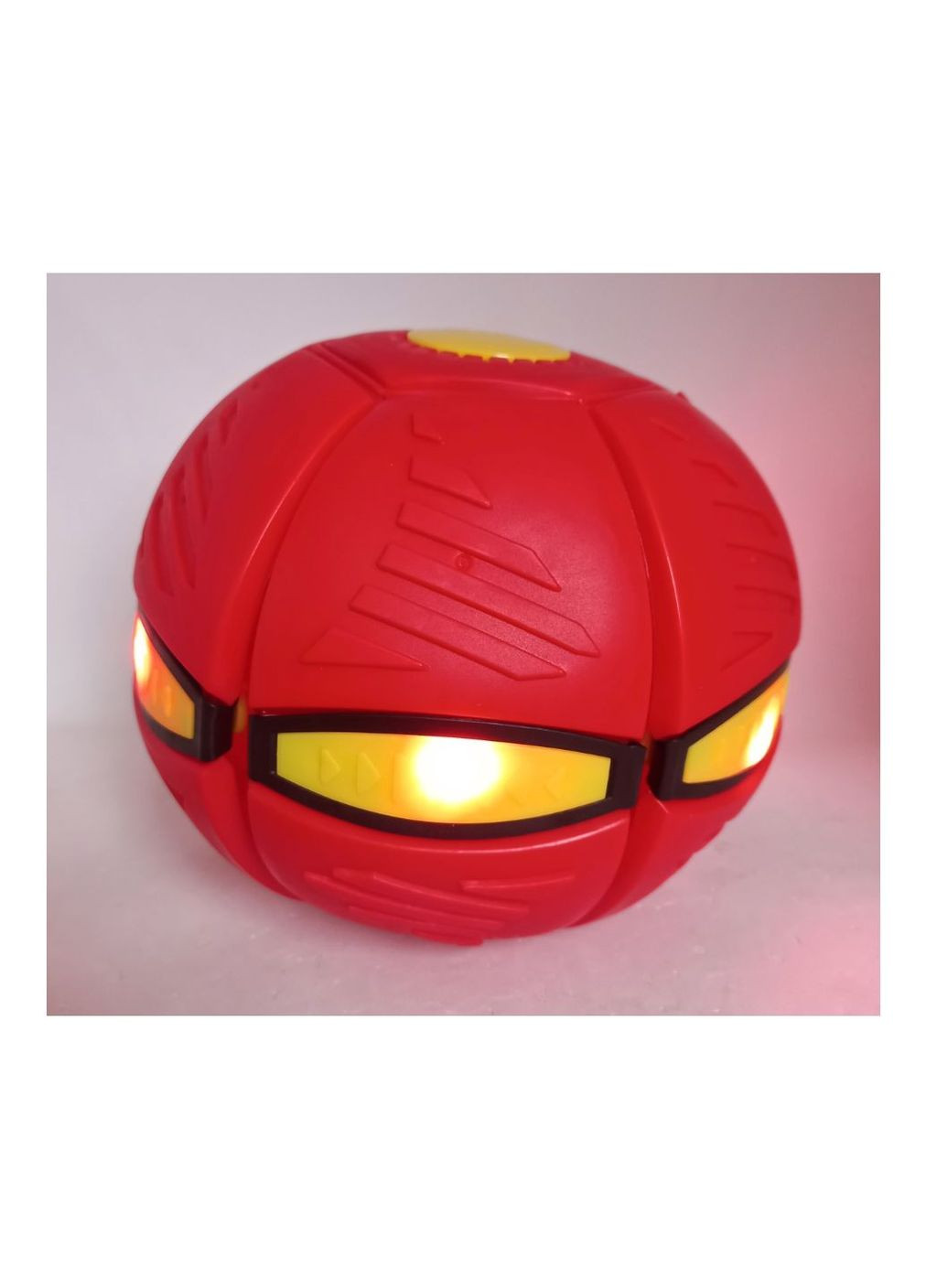 Складний ігровий м'ячик фрисбі фрісбі Flat Ball Disc м'яч трансформер літальна тарілка з підсвіткою 6 LED червоний No Brand (272158259)