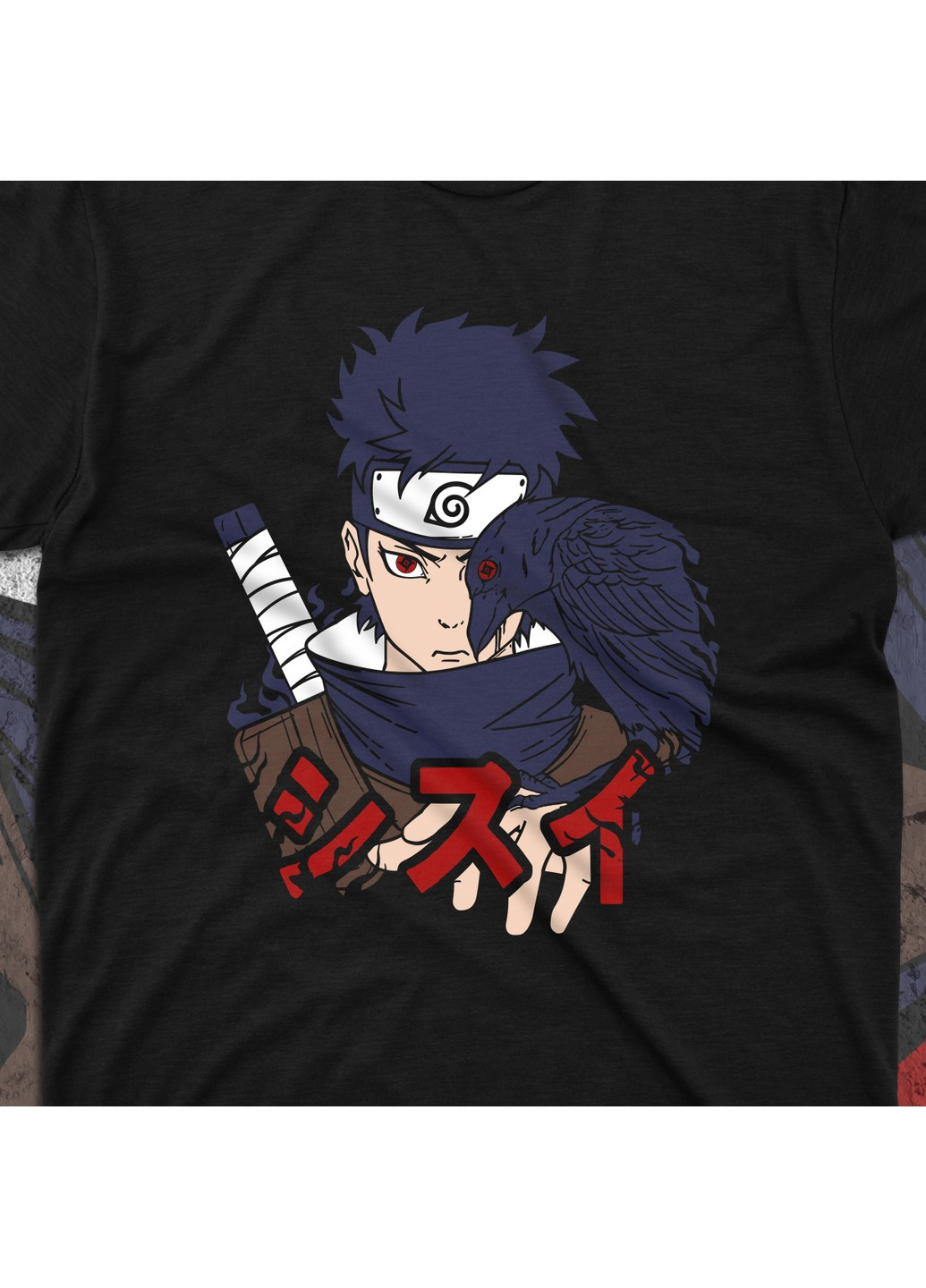 Черная футболка c принтом наруто - шисуи учиха No Brand