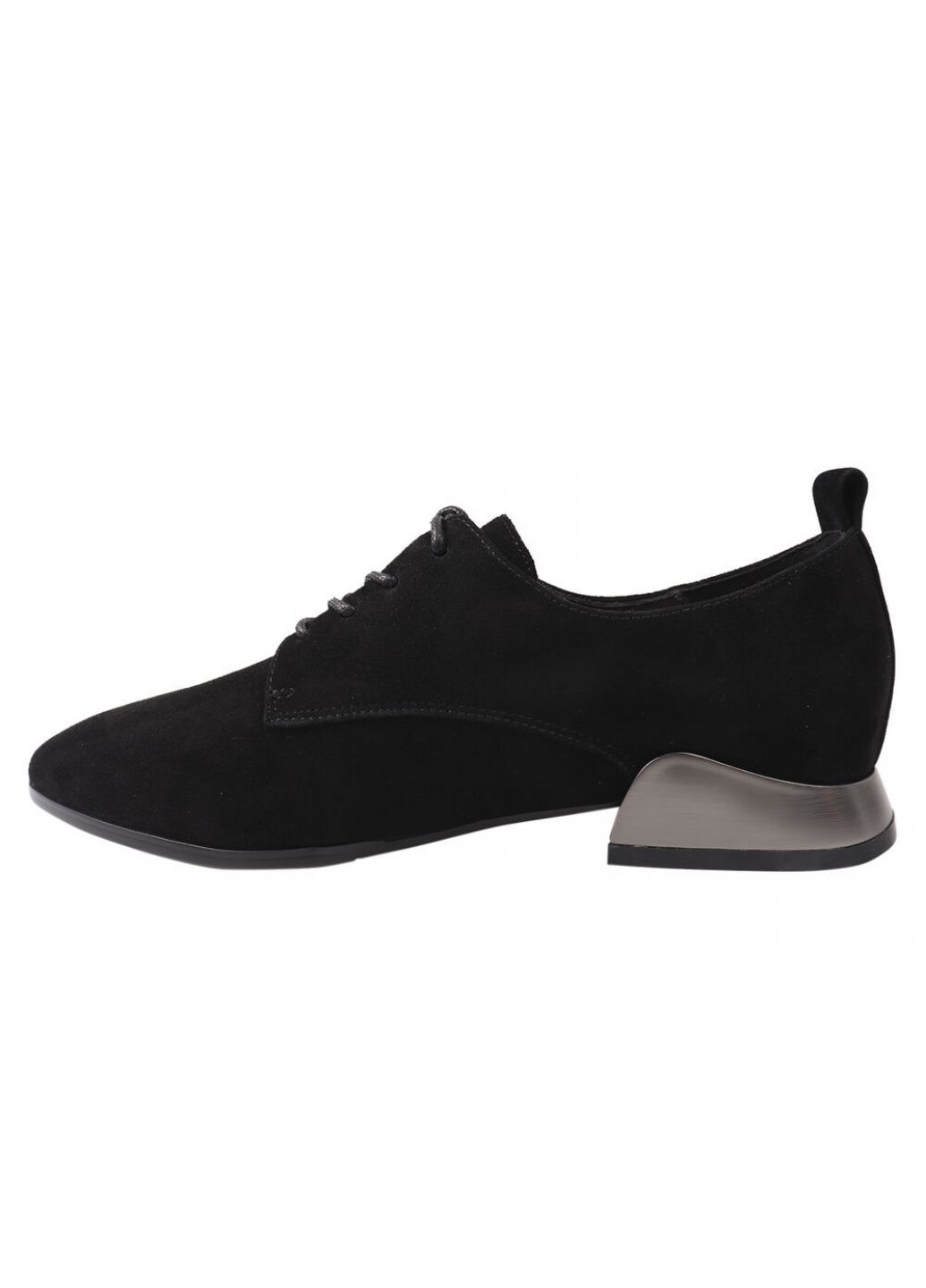 Туфлі жіночі з натуральної замші, на низькому ходу, чорні, Angelo Vani 143-21dtc (257437891)
