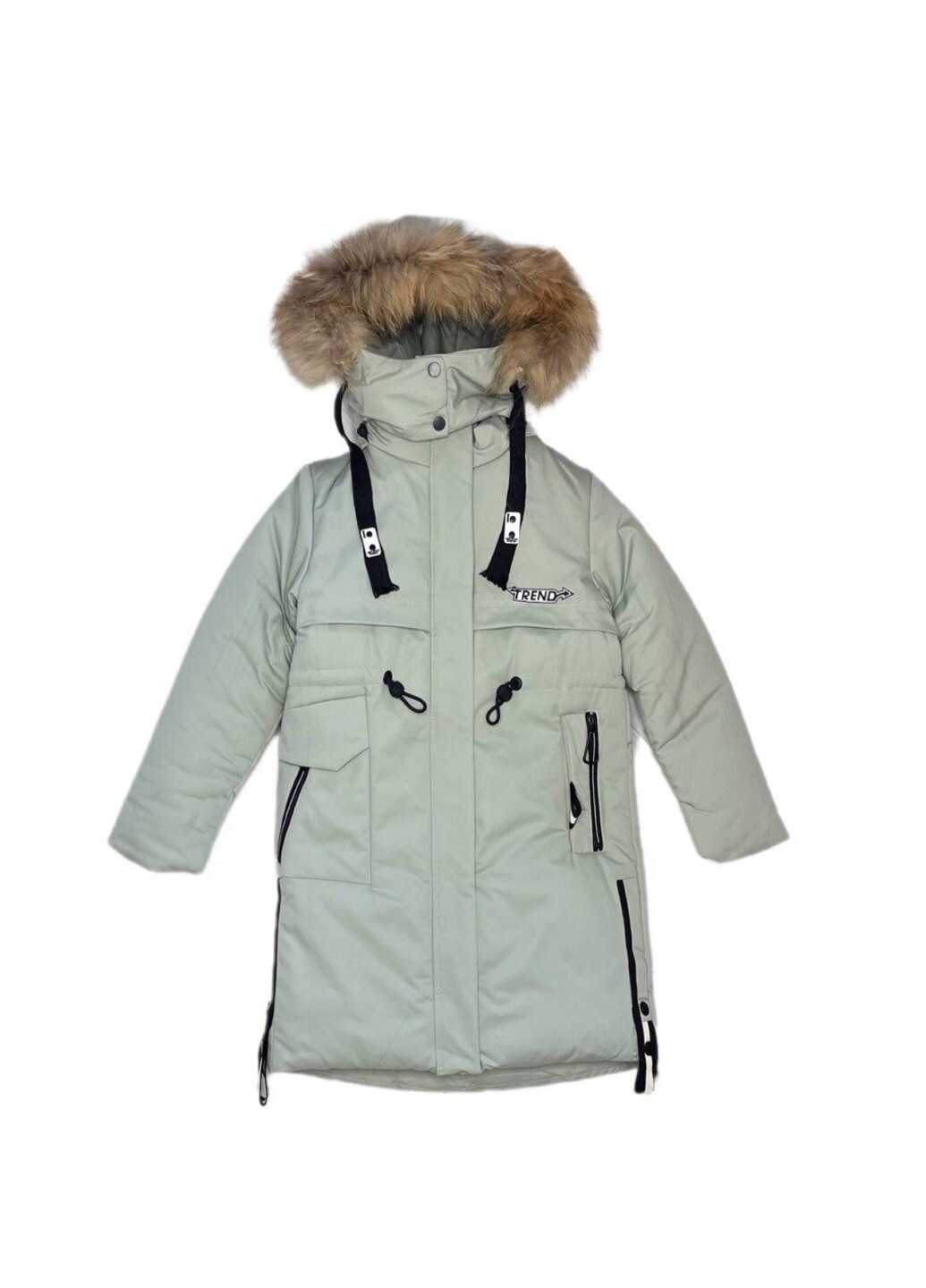 Оливкова пальто зимове для дівчинки Модняшки
