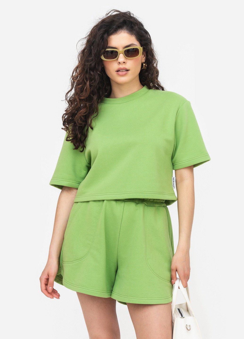 Зелена всесезон коротка футболка трьохнитка зелений чай з коротким рукавом MORANDI