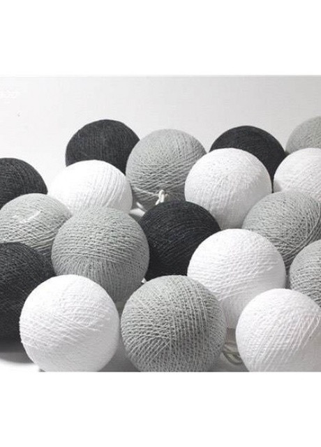 Гирлянда тайские шарики-фонарики CBL Black&Grey 35 шариков от USB, 4м Cotton Ball Lights (257960472)