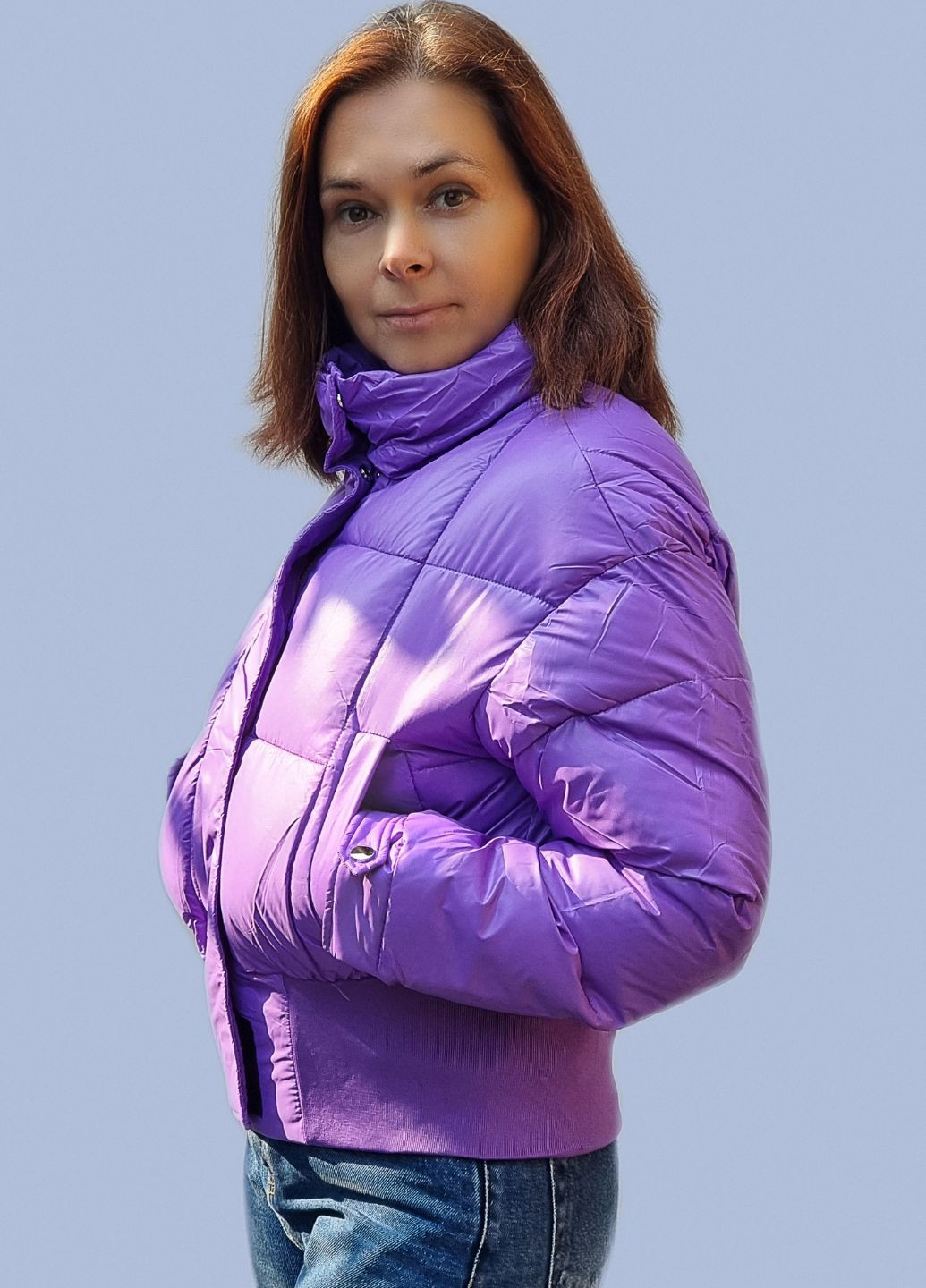 Фиолетовая демисезонная яркая женская куртка Lady yep