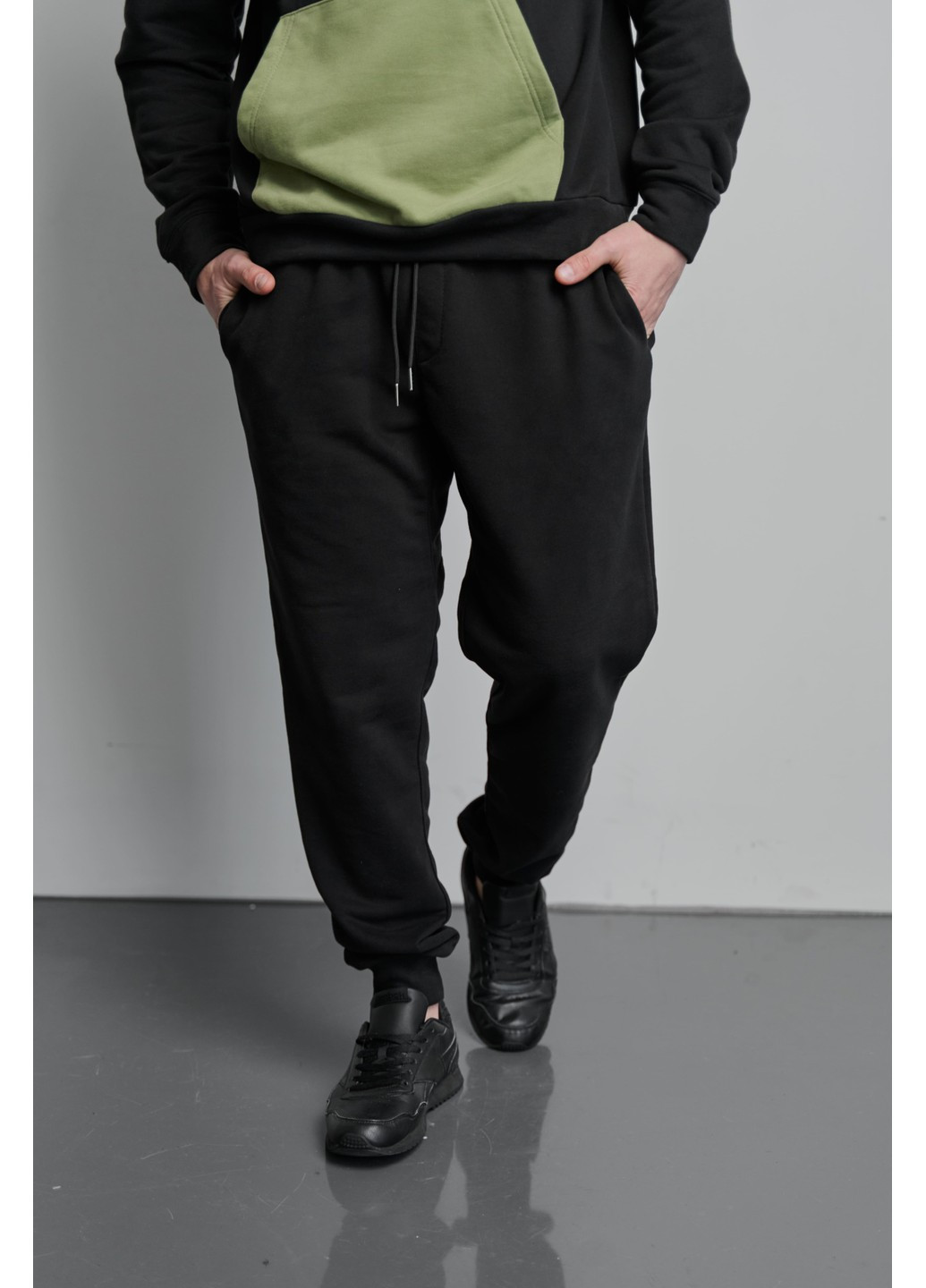 Спортивный костюм мужской весна осень COLOR BLOCK с худи черный с зеленым Handy Wear (275793044)