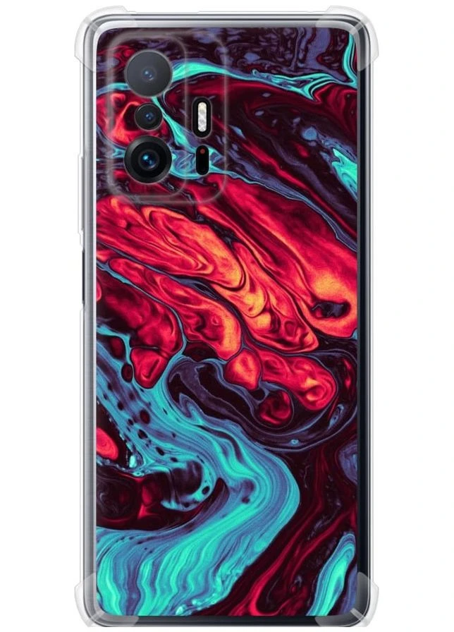 Силикон с усиленными углами чехол 'Синяя красная абстакция' для Endorphone Xiaomi 11T Pro (276321320)
