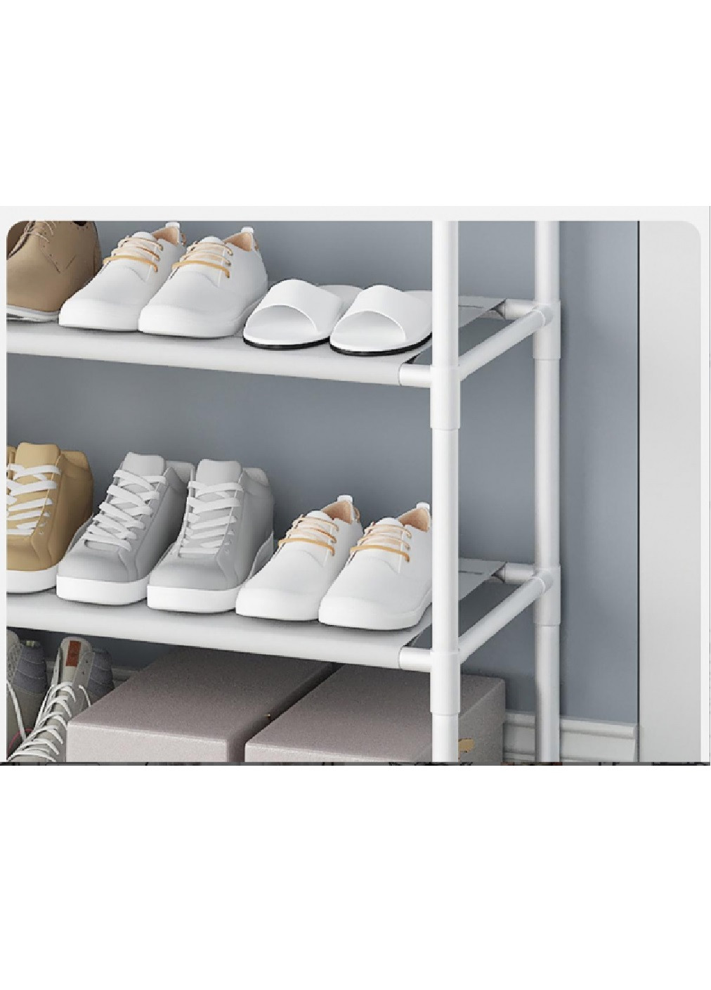 Підлогова стійка вішалка з полицями гачками розбірна компактна для одягу взуття сумок 151х60x30 см (476057-Prob) Біла Unbranded (275991860)