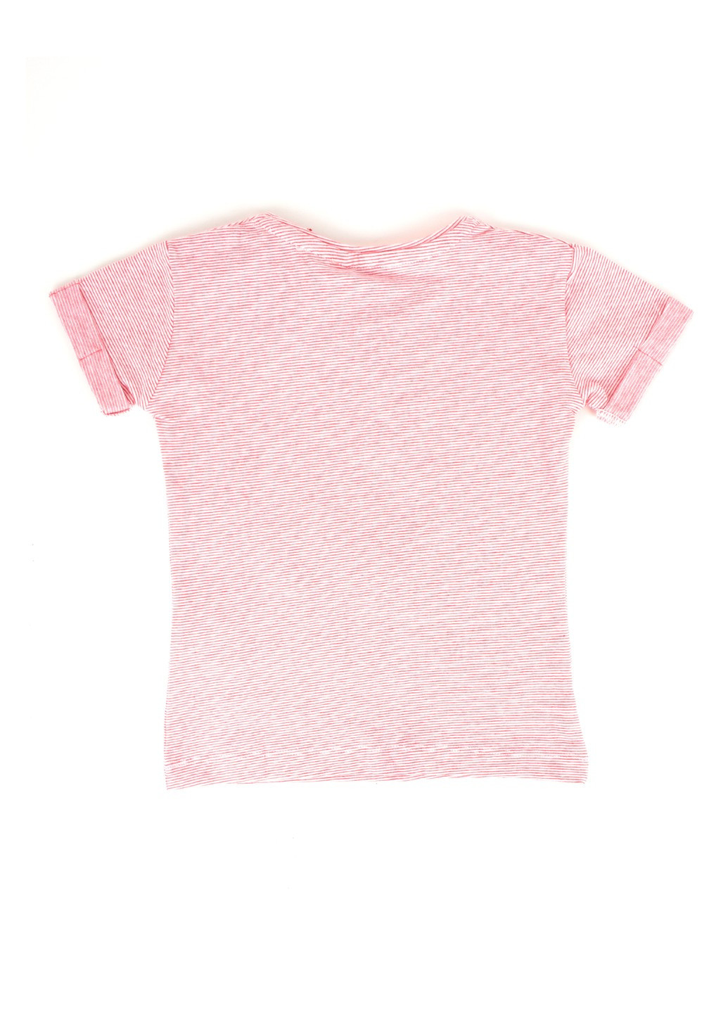 Рожева футболка на дівчинку tom-du у смужку з принтом серце TOM DU