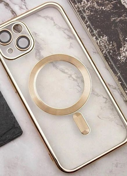 TPU хромовый чехол Chrome with Magnetic + защита камеры для Apple iPhone 15 (6.1") Blue No Brand (278643215)