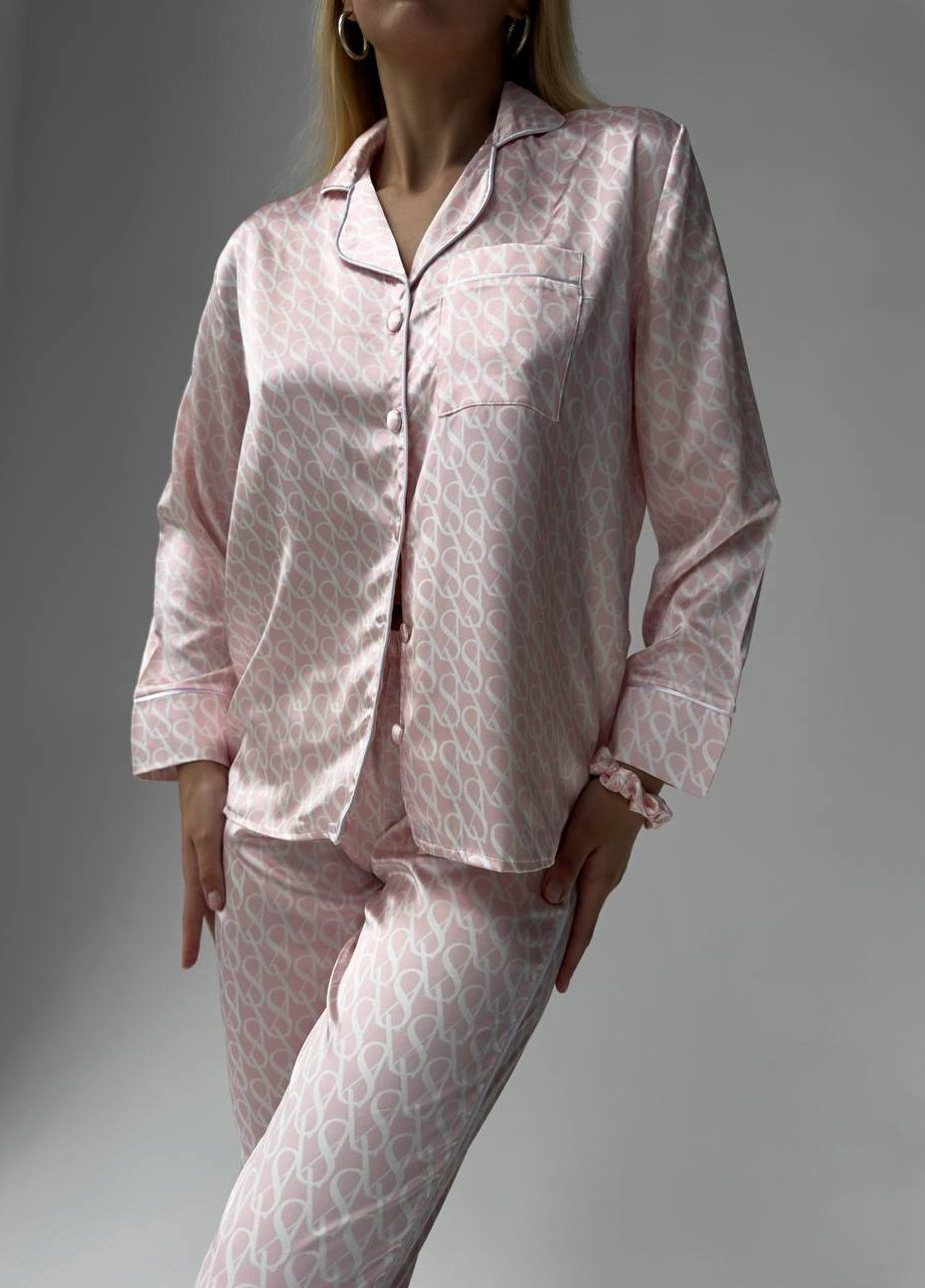 Світло-рожева всесезон піжама з лого victoria's secret з брендовим коробом рубашка + брюки Vakko