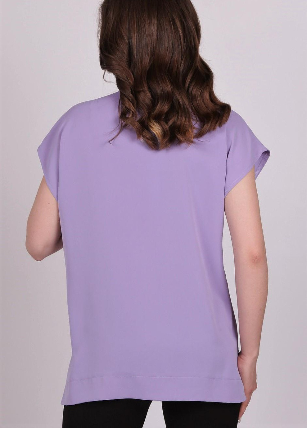 Сиреневая летняя блузка женская 0071 однотонный софт сиреневая Актуаль