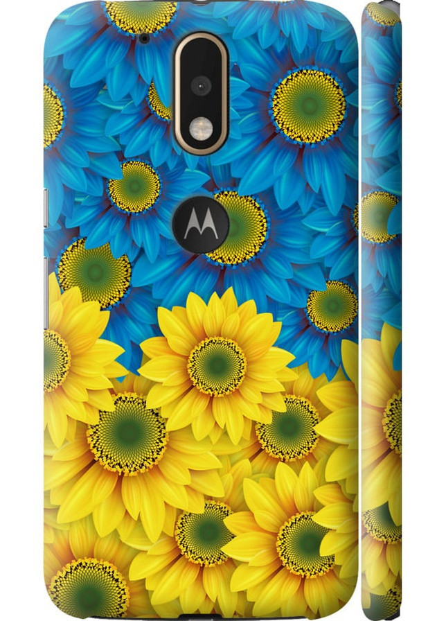 3D пластиковый матовый чехол 'Жёлто-голубые цветы' для Endorphone Motorola MOTO G4 (258263266)