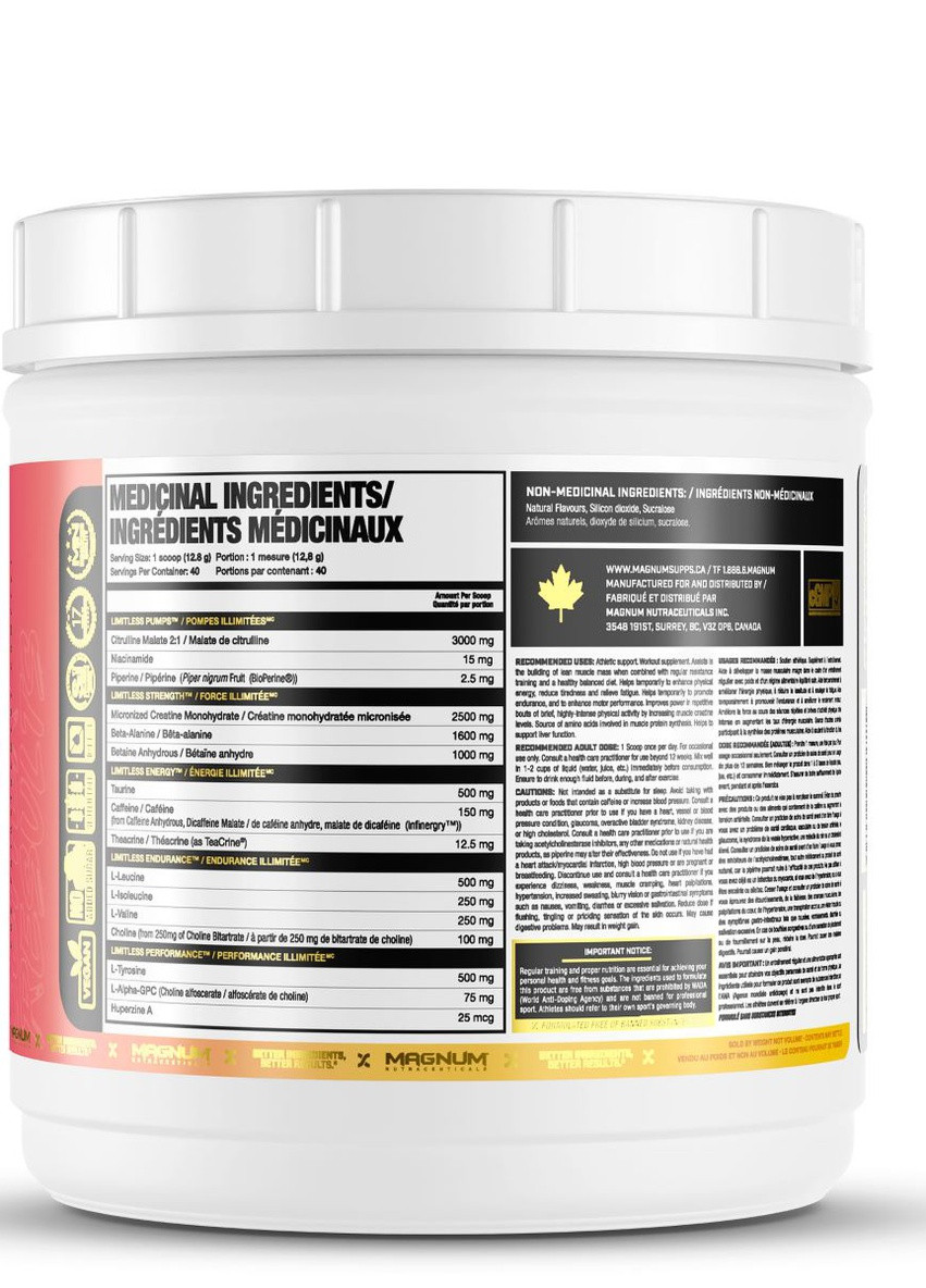 Limitless 512 g /40 servings/ Perfect Pink Lemonade Magnum Nutraceuticals (256724768)