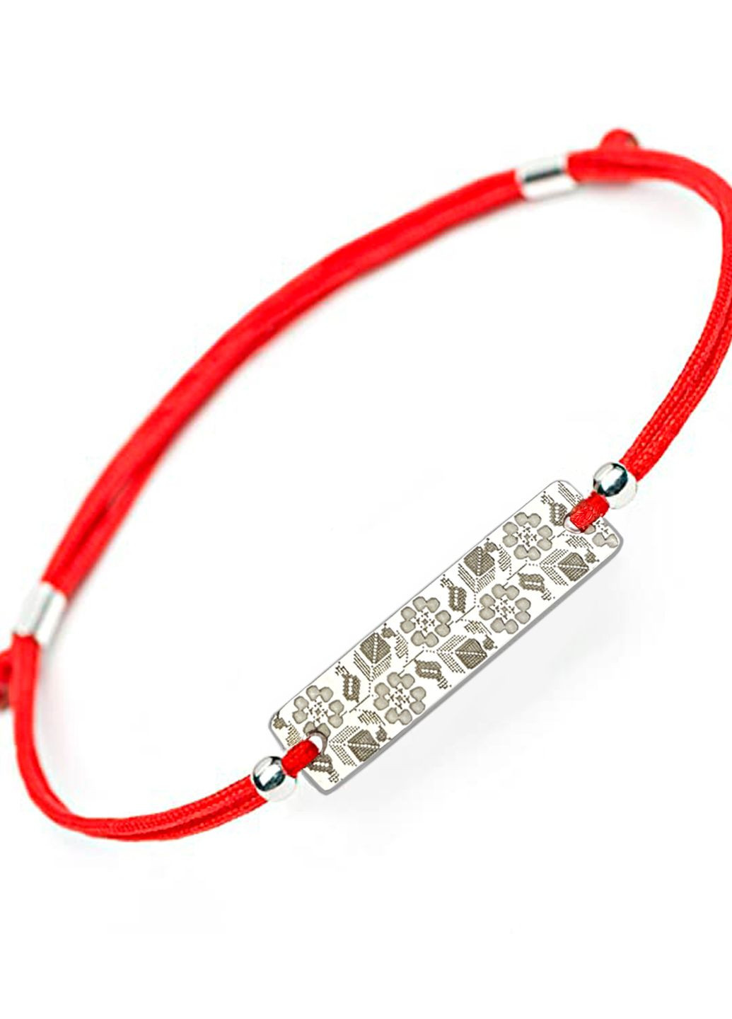 Срібний браслет Вишиванка на шнурку червона «Луганська область» регулюється Family Tree Jewelry Line (266038529)