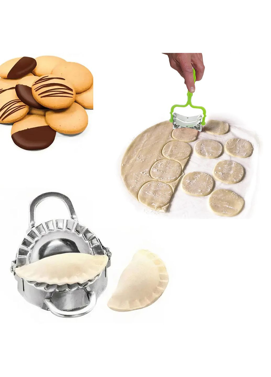 Форма для лепки вареников с роликовым ножом для вырезания из теста кругов для вареников, пельменей, печенья A-Plus (263931716)