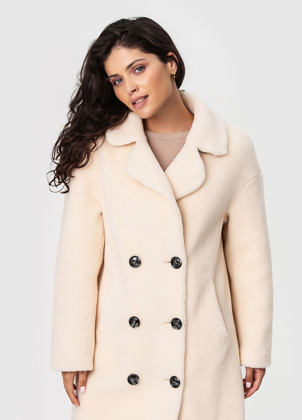 Двухбортная шуба-пальто из натуральной шерсти модель Esocco 2181 (271140566)