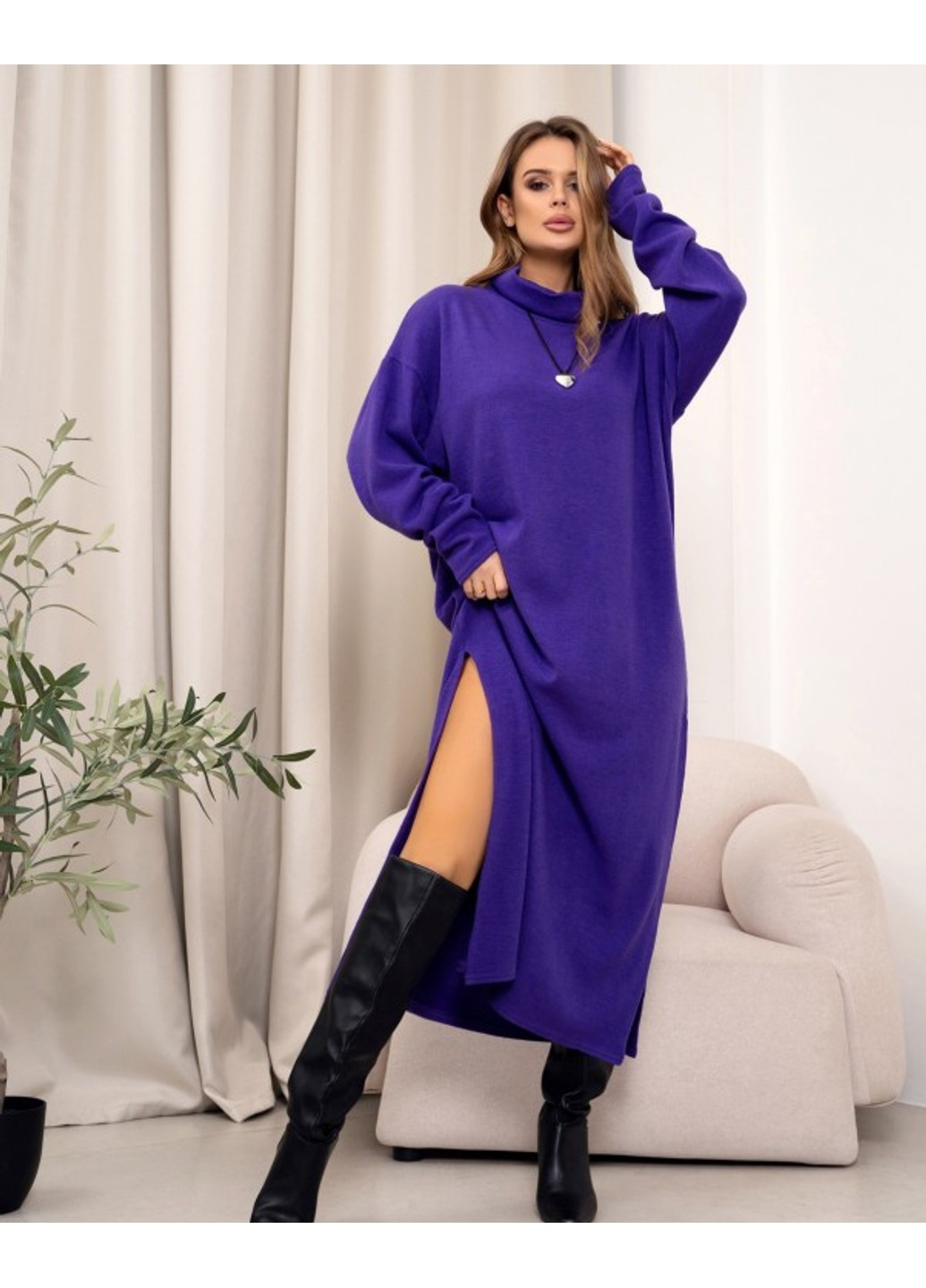 Фиолетовое повседневный платья 14363 темно-сиреневый ISSA PLUS