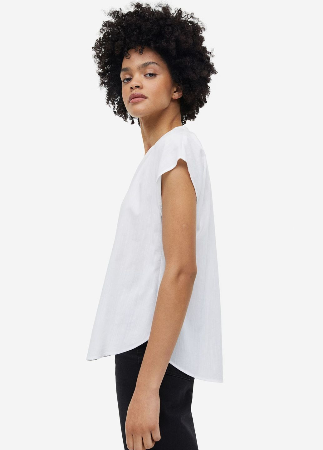 Біла блуза з v-подібним вирізом H&M