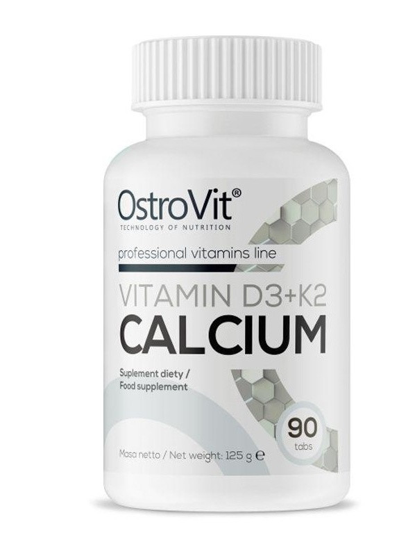 Витамины D3+K2 и Кальций Vitamin D3+K2 Calcium 90 tabl Ostrovit (257960547)