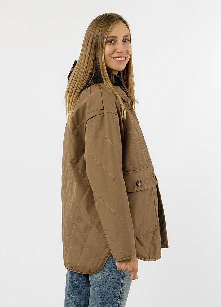 Кавова демісезонна куртка жіноча колір капучино цб-00228724 Qalinka