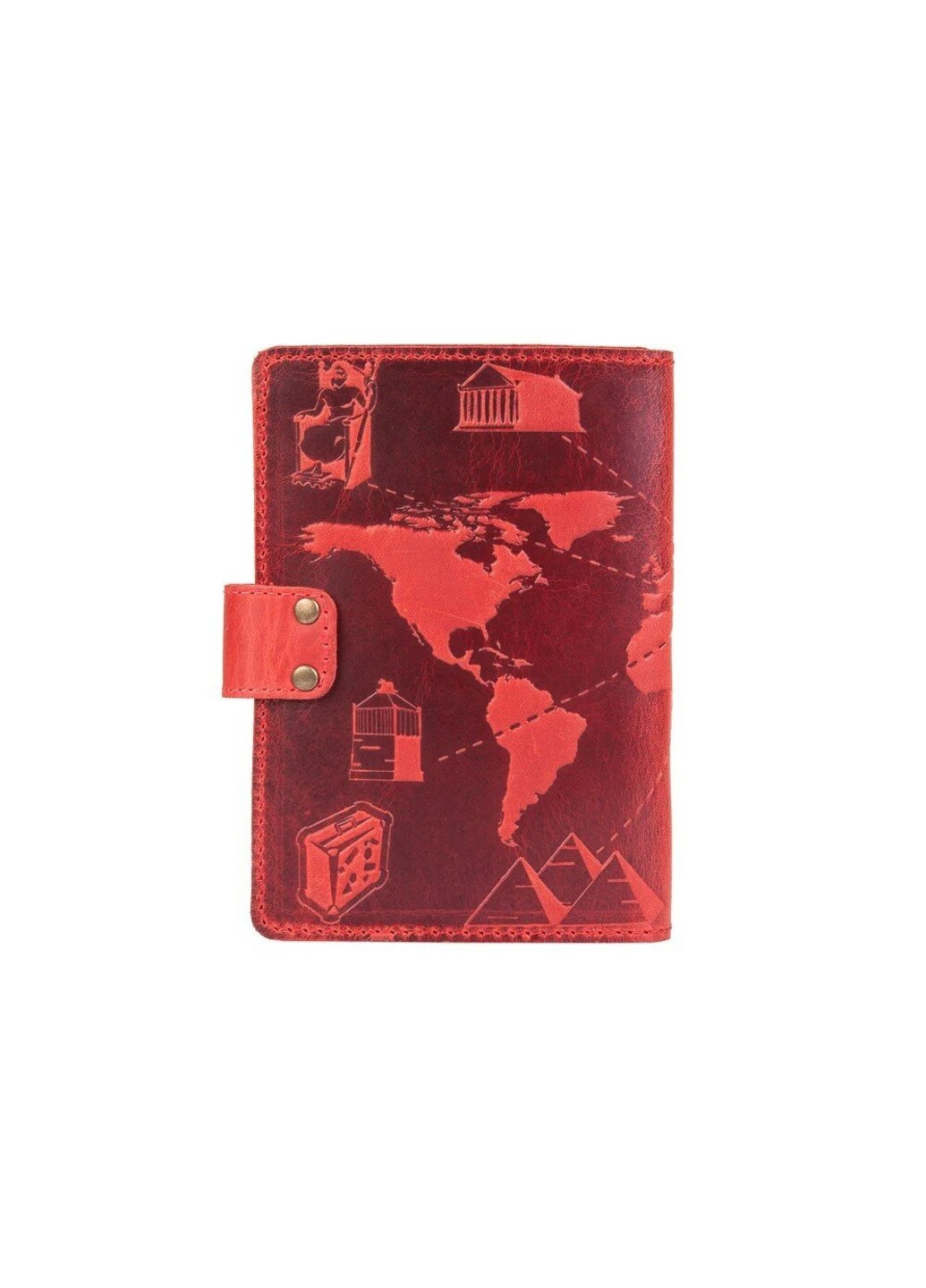 Обкладинка для паспорта зі шкіри «7 wonders of the world» PB-03S / 1 Shabby Alga Темно-зелений Hi Art (268371616)