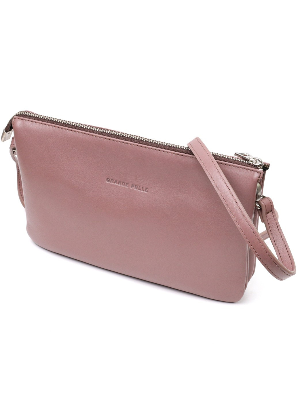 Красивий жіночий клатч із натуральної шкіри 11634 Пудровий Grande Pelle (267507186)