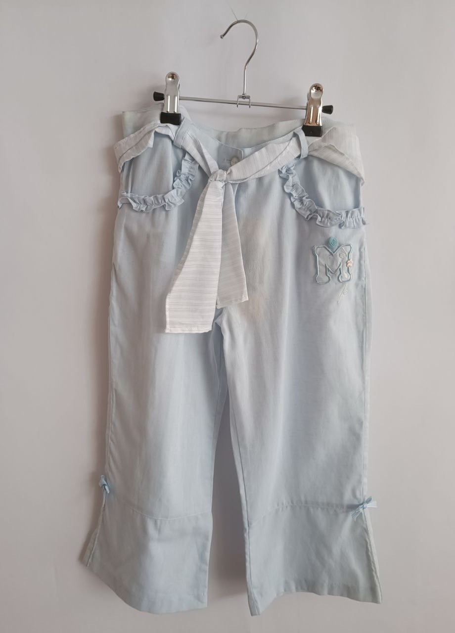Голубые джинсовые летние прямые брюки Mandarino