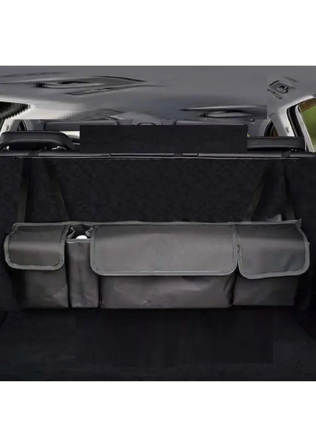 Автомобільний підвісний компактний органайзер на спинку сидіння для багажника 90х25 см (474967-Prob) Темно-сіра окантовка Unbranded (260517424)