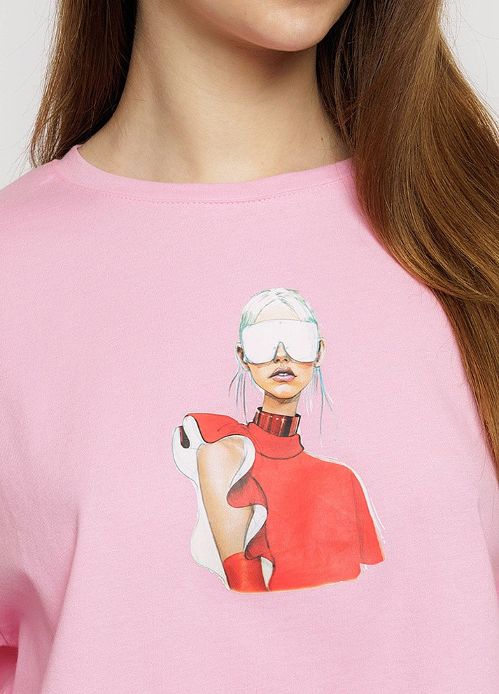 Розовая летняя короткая женская футболка цвет розовый цб-00219331 So sweet