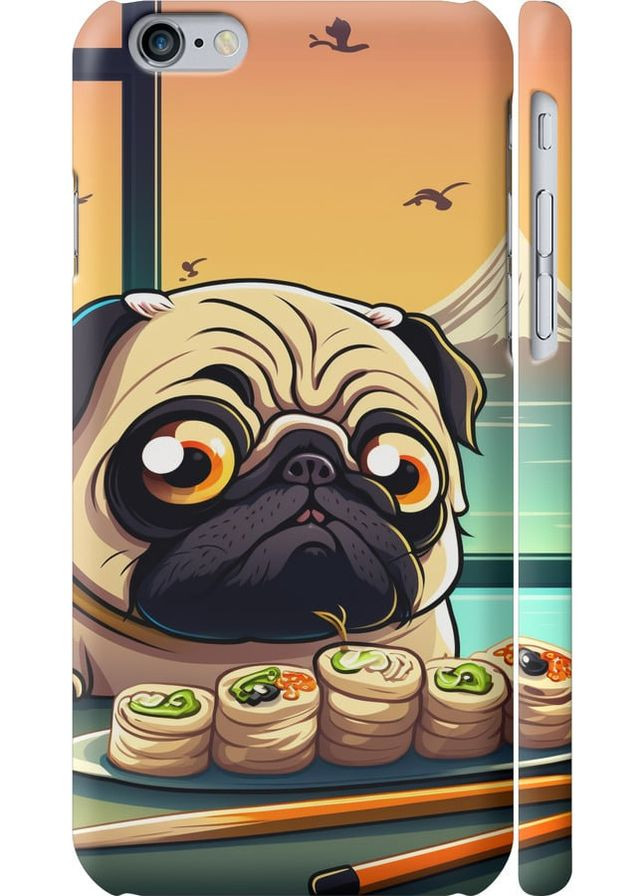 3D пластиковий матовий чохол 'Мопс і суші' для Endorphone Apple iPhone 6 (276313703)