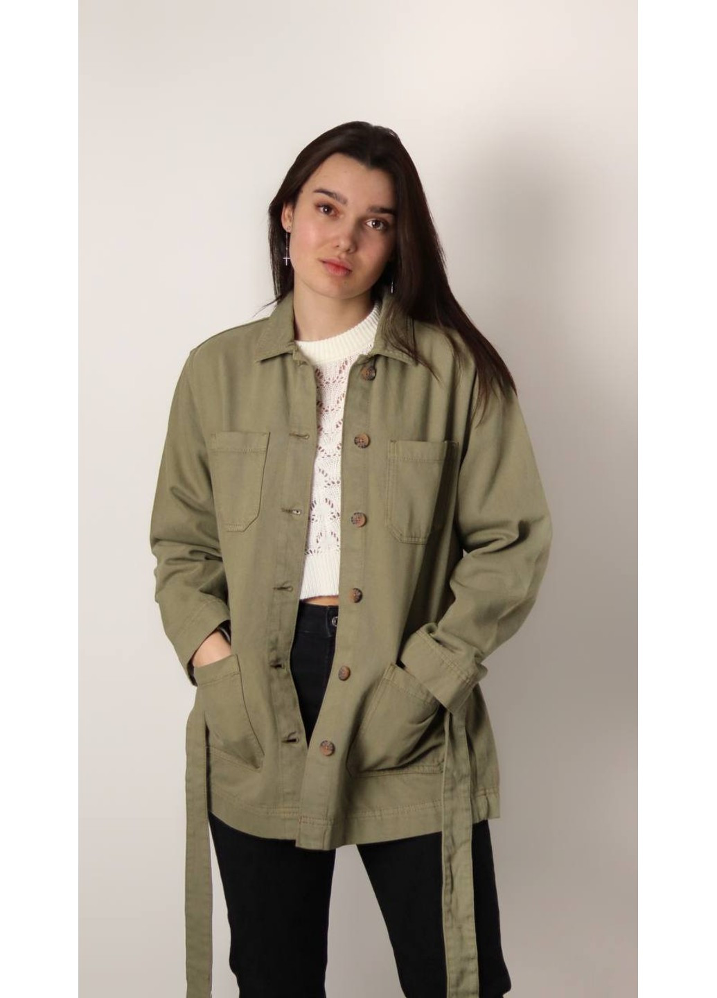 Зелена демісезонна жіноча джинсова куртка (55717) 34 зелена H&M