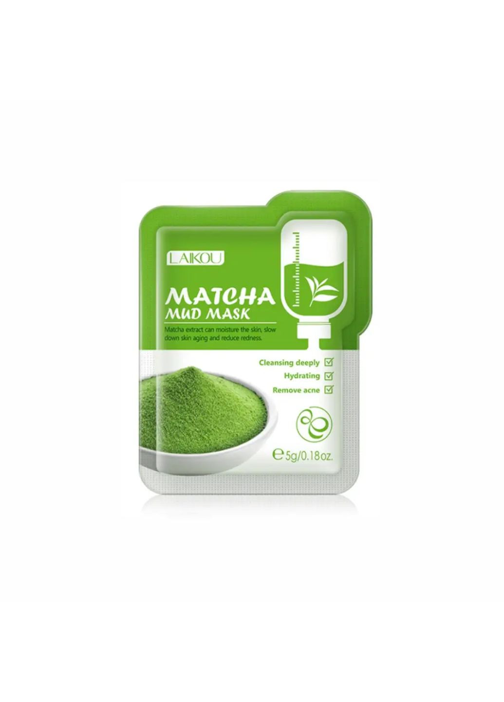 Маска для лица с экстрактом глины и зеленого чая Matcha Mud Mask, 5 мл Laikou (276972858)