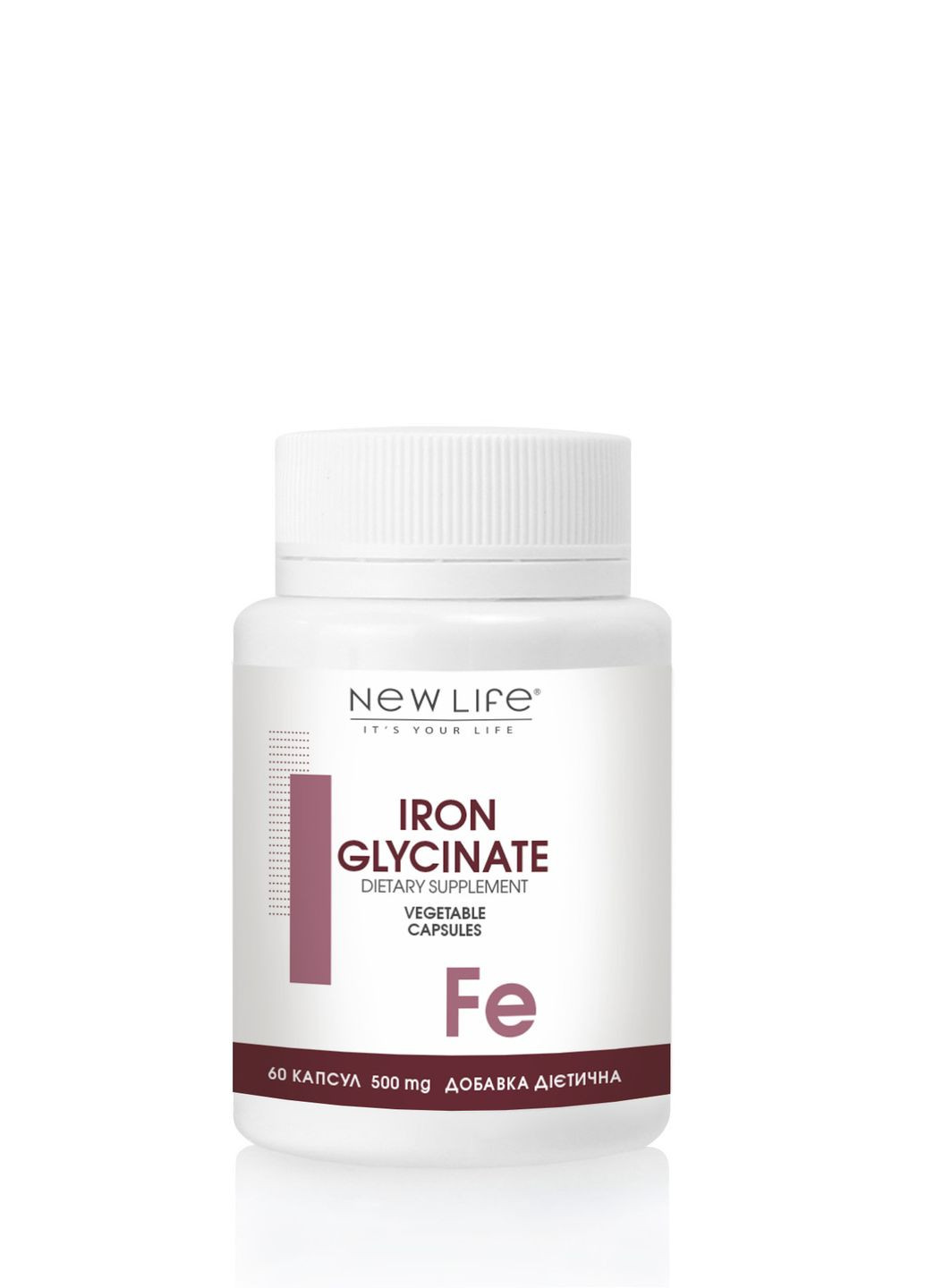 Дієтична добавка Гліцинат заліза Iron Glycinate, 60 рослинних капсул New LIFE (266146709)