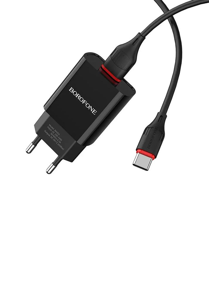 Мережевий зарядний пристрій BA20A USB колір чорний ЦБ-00220484 Borofone (263587986)