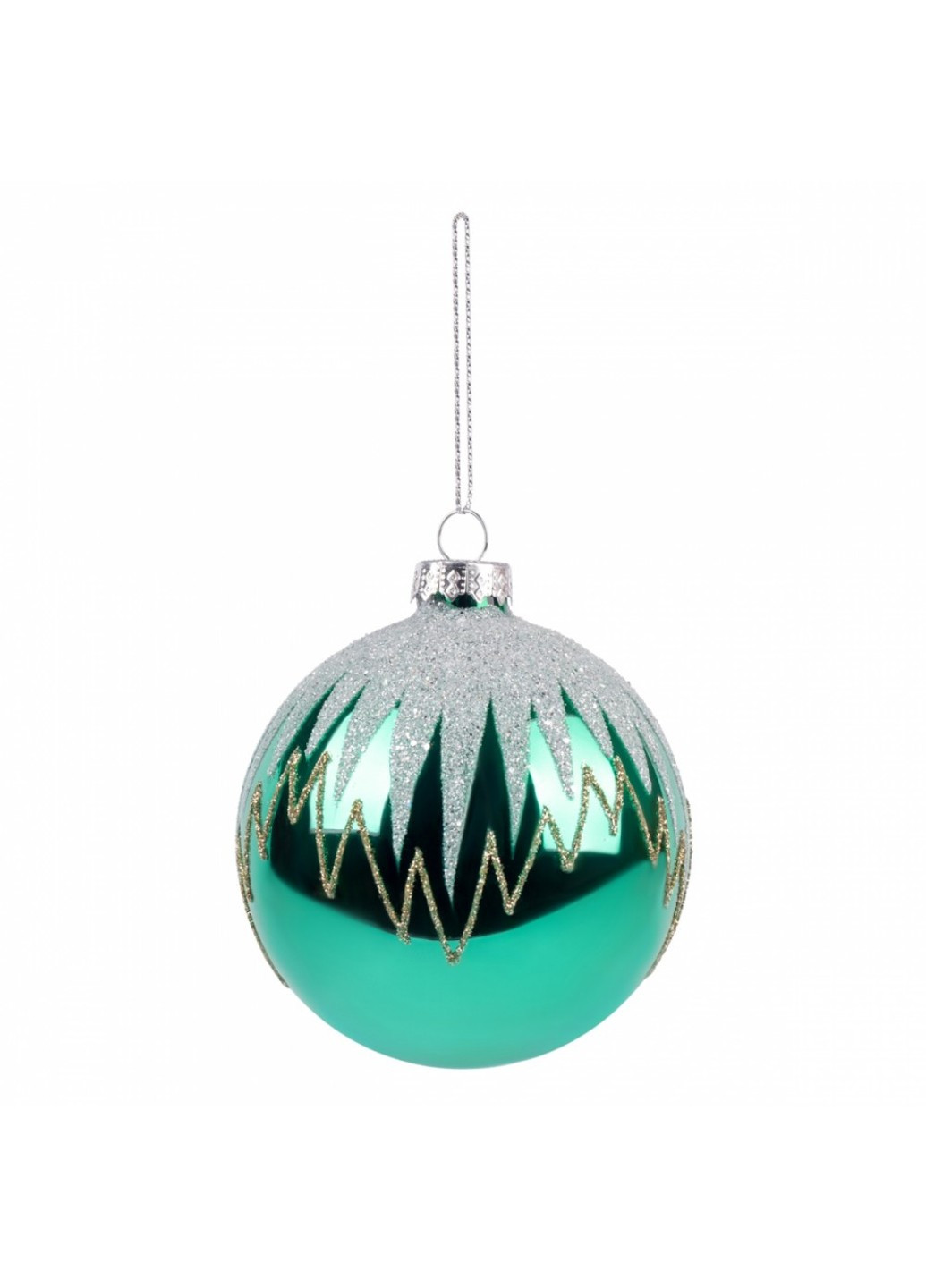 Шар новогодний Yes! Fun d-8 см, зеленый орнамент 973844 Novogod'ko (269692800)