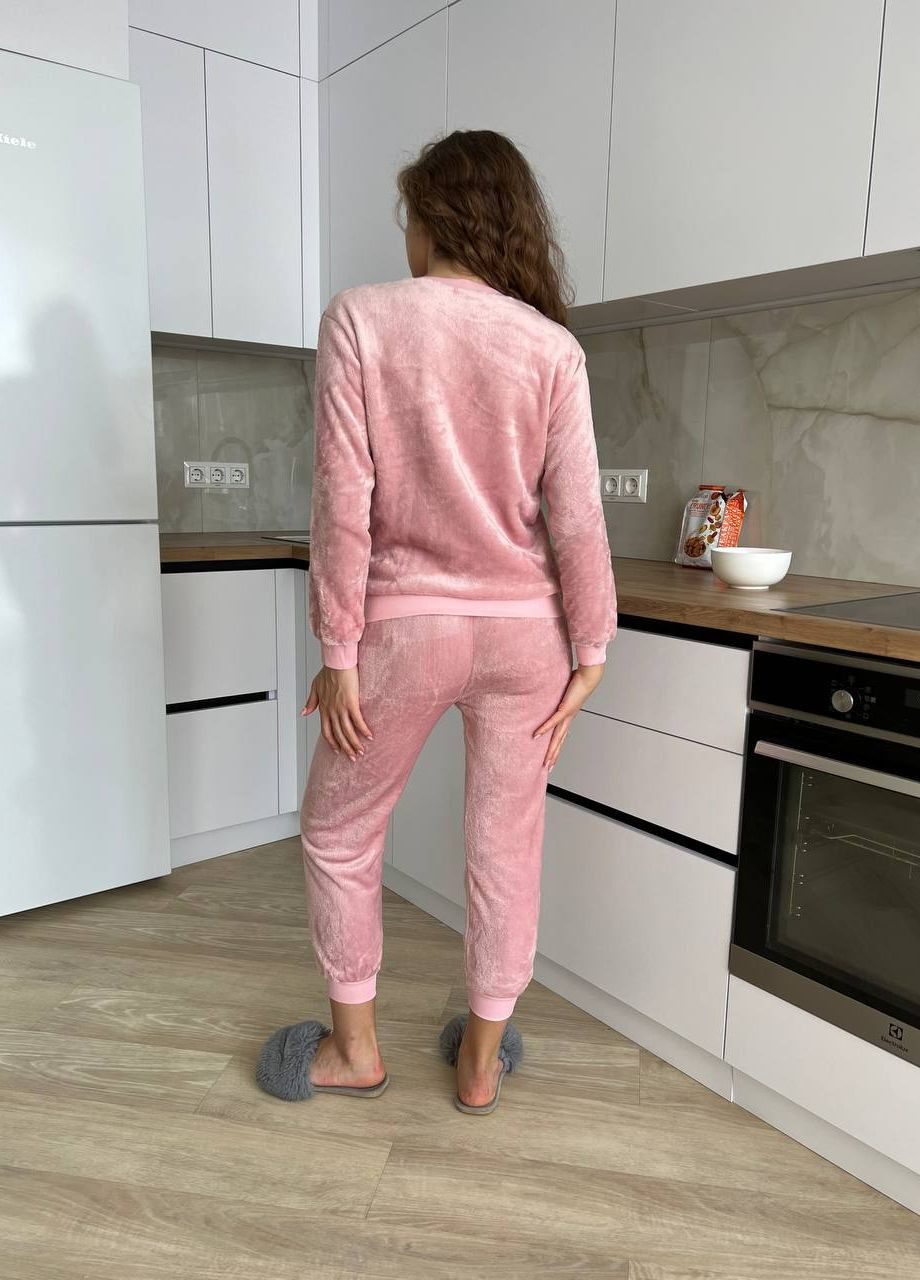 Розовая всесезон нежная розовая пижамка пантера кофта + брюки Vakko