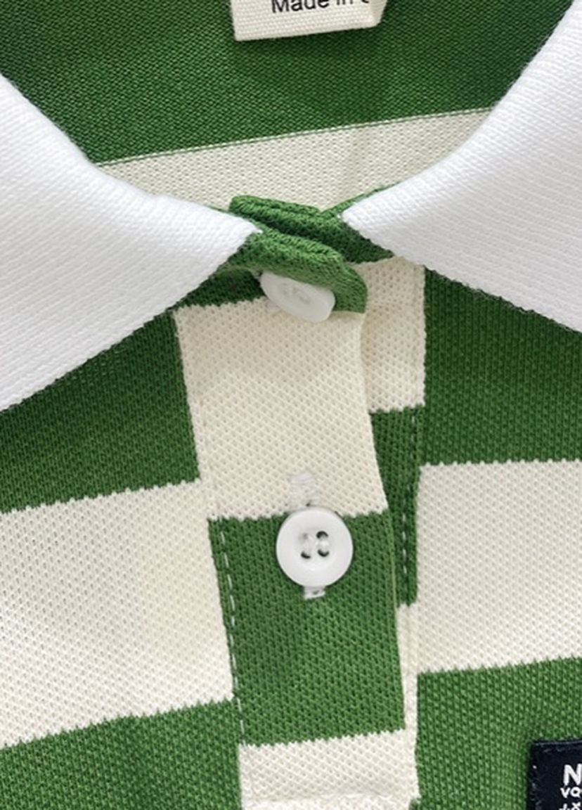Зеленая летняя футболка поло зеленая полосатая на мальчика Kacady