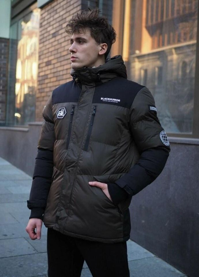 Темно-зелена куртка зима,болотний-чорний, Glo-Story