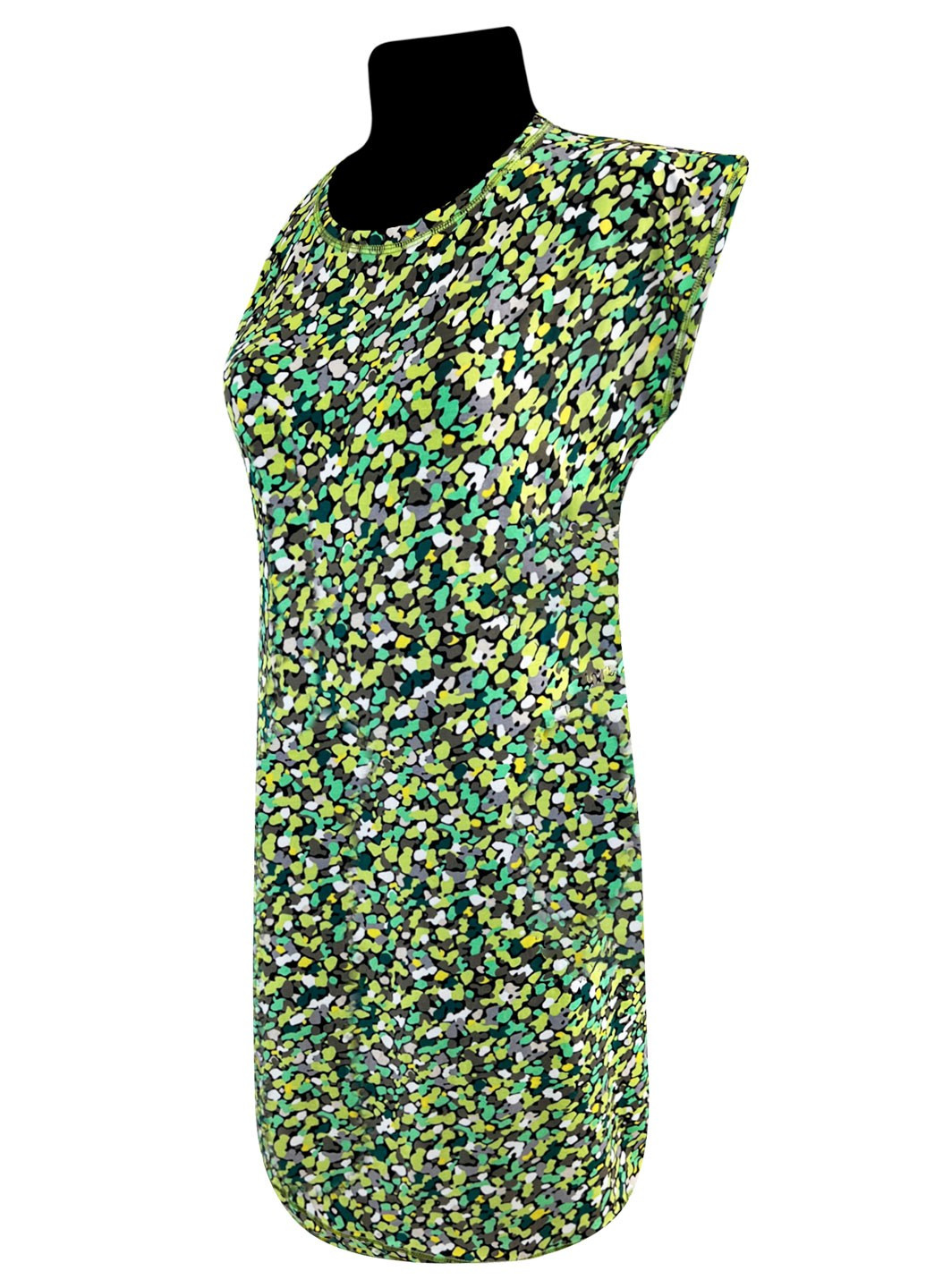 Зелена повсякденний сукня батал віскоза камінці Жемчужина стилей з абстрактним візерунком