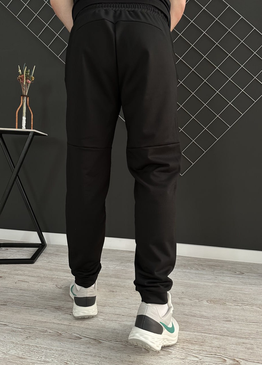 Черный демисезонный демісезонний спортивний костюм с лого puma чорна кофта на змійці + штани брючный Vakko