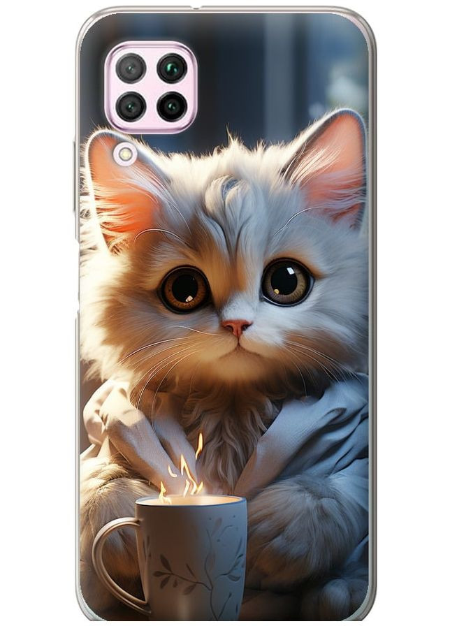 Силіконовий чохол 'Білий кіт' для Endorphone huawei p40 lite (265396260)
