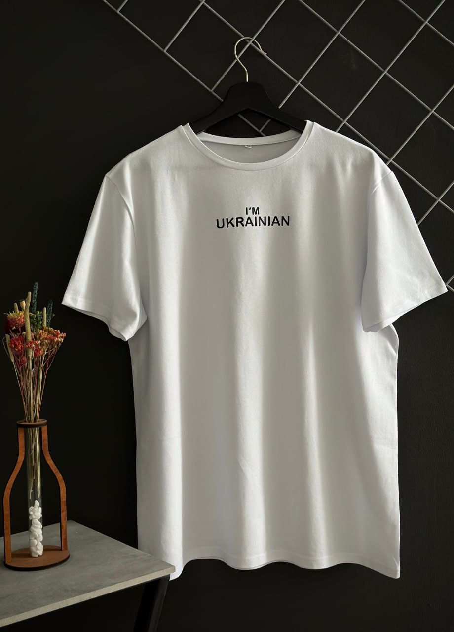 Белый шорти i'm ukrainian білий лого + футболка i'm ukrainian біла Vakko