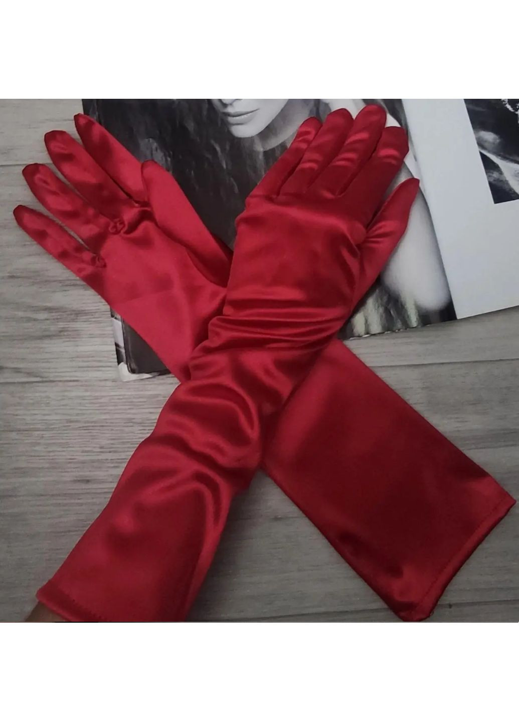 Длинные перчатки атласные Красный (0048) No Brand (259771378)