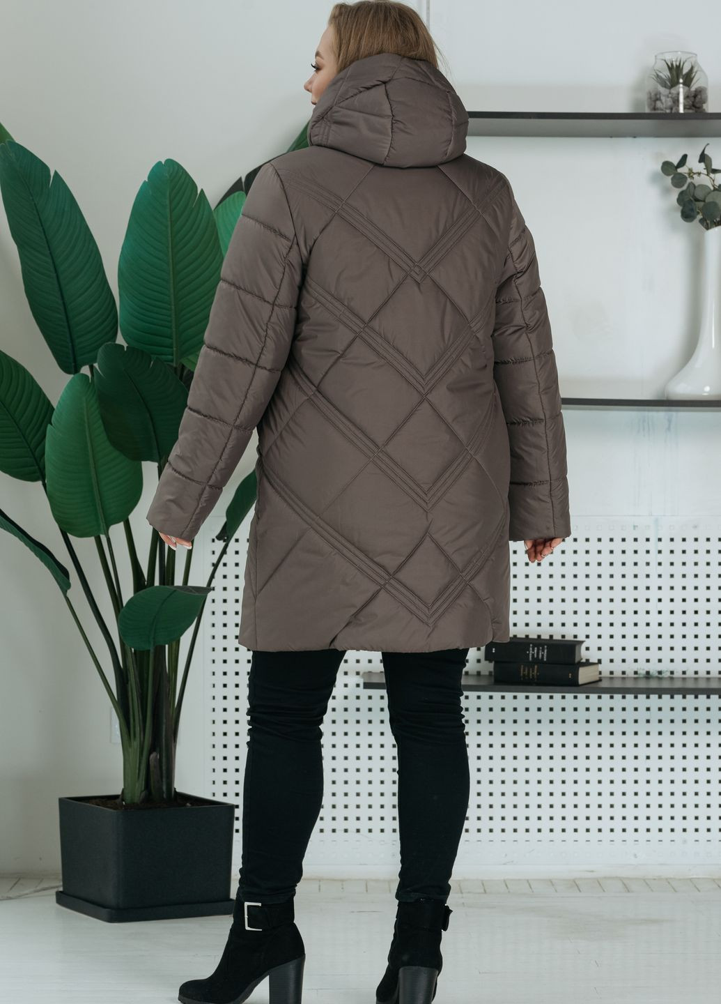 Коричневая демисезонная демисезонная женская куртка большого размера куртка-пальто SK